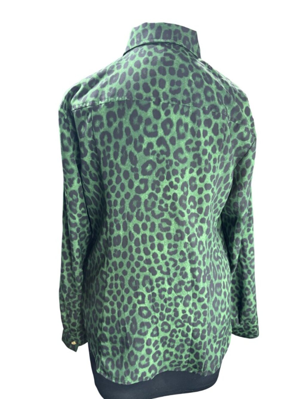 Michael Kors Womens Green & Black Leopard Print Zip-Up Jacket Size M - Picture 3 of 10